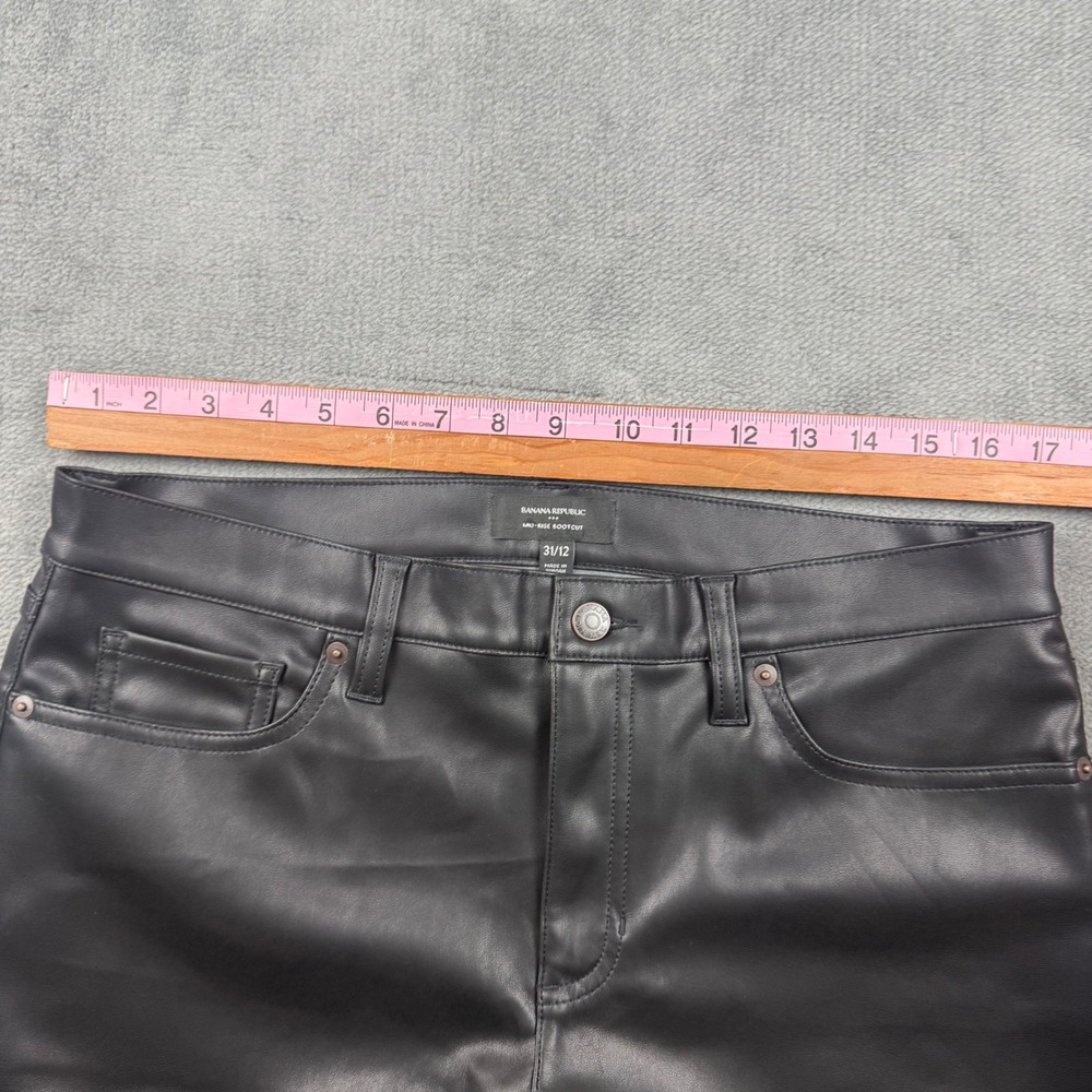 Banana Republic Black Vegan Faux Leather Mid Rise Bootcut Pants 31/12 - Picture 4 of 7
